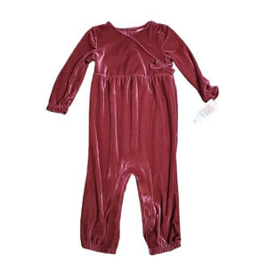 NWT Carter's Just One You Baby Girl's Velvet Jumpsuit & Headband 18M 18 Months